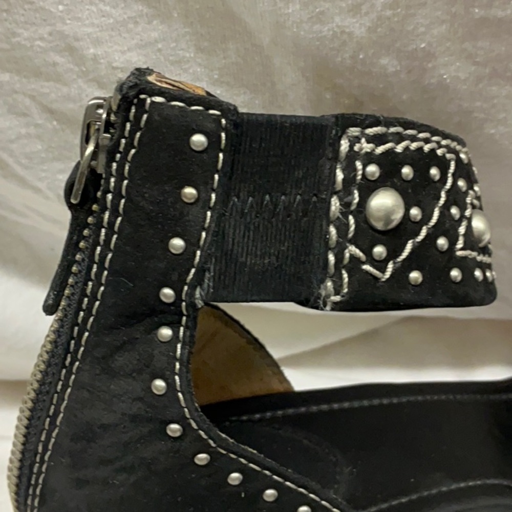 Frye Black Heeled Sandals with Crystal Embellishments - Picture 8 of 10